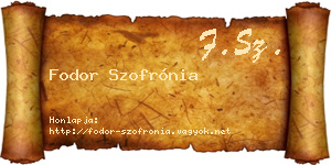 Fodor Szofrónia névjegykártya