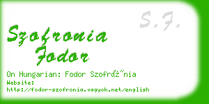 szofronia fodor business card